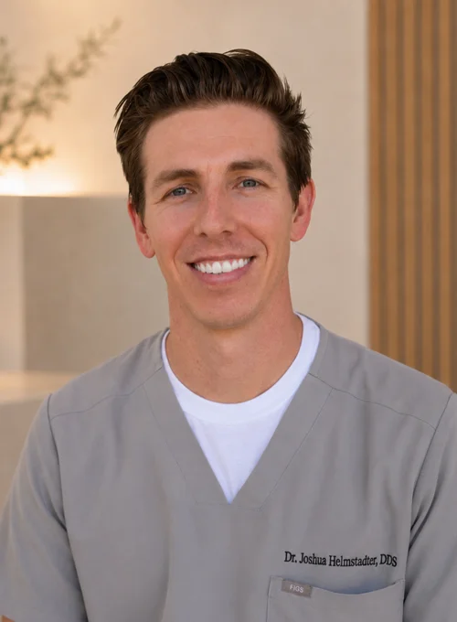 Dr. Joshua Helmstadter smiling at Finesse Dental Lounge.